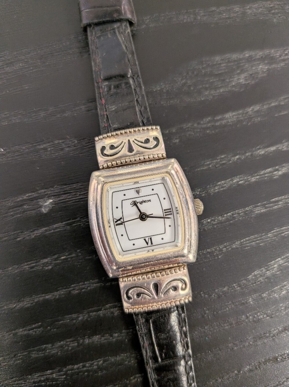 Brighton Waterford Silver-Tone Reversible Leather Strap Watch - Black & Red